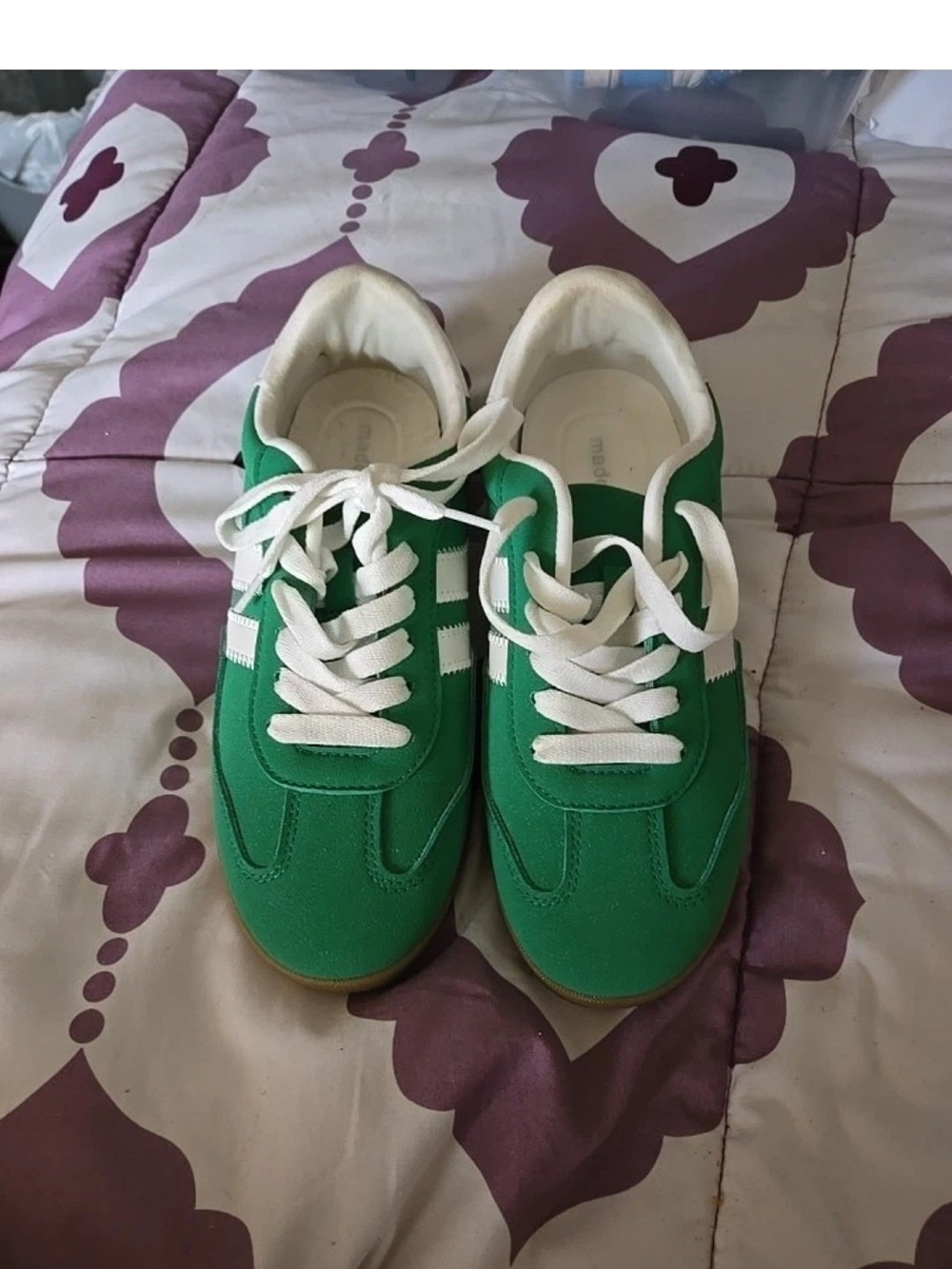 Madden Girl Green & White Lace-Up Sneakers